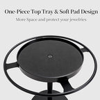 LSK Metal Sunglasses Organizer, Glasses Holder Stand with Storage Tray, Eyeglasses Holder with Anti-Slip Pads for Tabletop, Desk, Dresser, Matte Black