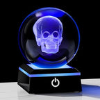 Qianwei 3D Crystal Skull Decor- 80MM Halloween Skull Light Witch Figurines Occult Medieval Goth Satanic Home Desk Glass Skull Decor Witchy Gifts Horror Statue - style: Skull