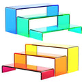 6 PCs Risers Display Stands 3 Tiers Desktop Acrylic Shelves Cake Dessert Holder Products Stand for Collectibles Shoes Jewels Pop Figure (Mix Colors) - color: Mix Colors