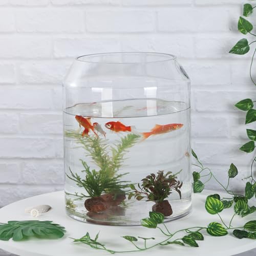 13" High 10.6" Wide Large Handmade Clear Modern Glass Vase, Glass Flower Vase, Scandinavian Glass Vase, Glass Container, Glass Terrarium, Hurricane, Fish Bowl, Centerpiece (Clear, 10.6"x13") - size: 10.6"x13"