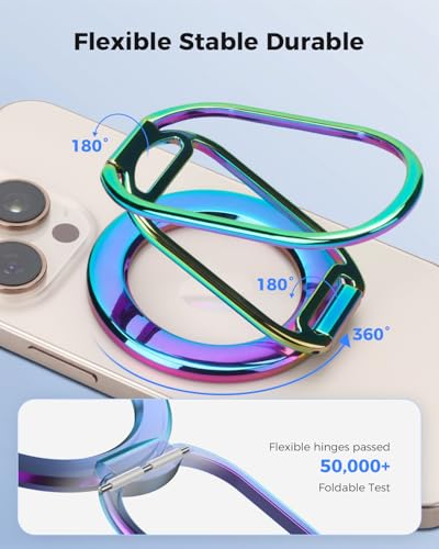 SUPERONE [2025 Upgraded] Mag Safe Phone Ring Holder, Adjustable Magnetic Kickstand & Removable Phone Grip Compatible with Wireless Charging Only for iPhone 17 & 16 & 15 & 14 & 13 Series (Colorful) - color: Colorful