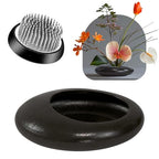 Flower Frog Vase Kit, Ikebana Flower Arrangement, Ceramic Water Drop Flower Pot & Flower Frog, Flower Arrangement Vase Kit (Dark Brown Small Size) - color: Dark Brown Small Size