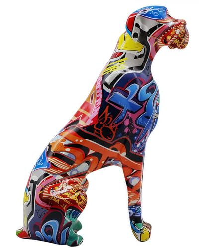 Graffiti Dog Statue, Abstract Resin Art Figurine Graffiti Decorations for Living Room, Christmas Decorations, Housewarming Gifts for Office Desk Table Top Bedroom Book Shelf Abstract, Color - color: Graffiti