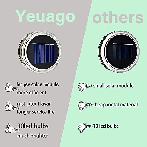 12 Pack Solar Mason Jar Lid Lights - 30 LED Firefly Fairy String Lights, Waterproof Outdoor Solar Lights with Hangers for Regular Mouth Jars (No Jars Included) - color: 12pack-Warm White