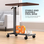 WOTURE Adjustable Overbed Table with Wheels, Pneumatic Height Adjustment, Ideal for Hospital Use or At Home as Bed Tray, Standing Desk, Bedridden & Mobility Needs, Walnut - color: Walnut