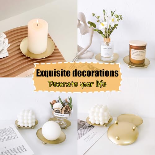 2Pcs Iron Plate Candle Holder Set - 2.68 Inch Decorative Pedestal Candle Stands for Home, Wedding, and Birthday Parties - Elegant Gold Candle Holders for Stylish Décor - color: Gold, size: Small
