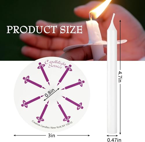 YOROXRG 100 pcs Church Candles with Drip Protectors for Devotional Candlelight Vigil Service, Unscented White 5" H X 1/2" D, No Smoke, Shabbat, Praye - color: White-5" 100