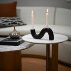 Ceramic Candle Holder, Modern Taper Candlestick Holder for Dining Table, Living Room Coffee Table, Candelabra for 2 Taper Candles-Black - color: Black