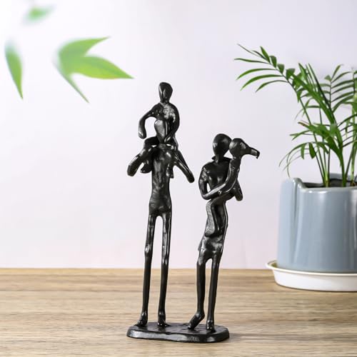 Rustic Family Figurines Family of Four Sculptures Parents and Kids Statues for Bedroom Décor Cast Iron Family Sculpture for Living Room Decor Gifts for Family Unique Art Piece Modern Home Décor - style: Family of Four Sculptures