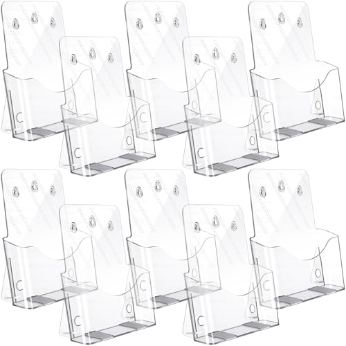 Yookeer 10 Pieces Acrylic Brochure Holder Stand Pamphlet Holder 8.5 x11 Clear Literature Display Rack Plastic Flyer Display Stand for Vendors, Brochure, Trifold, Magazine, Pamphlet, Booklets, Menu - size: 8.5"x11"