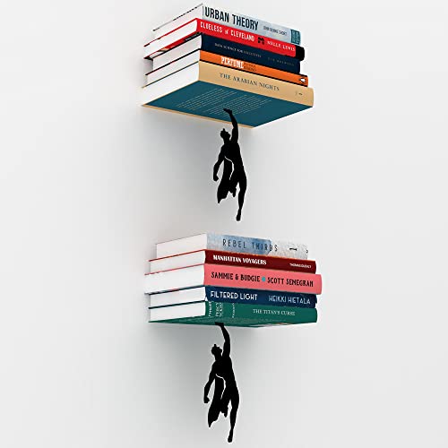 Artori Design Floating Bookshelf for Kids, Invisible Metal Book Shelf, Wall Decore Book Lovers Bookshelf (2X Supershelf) - size: 2 x Supershelf