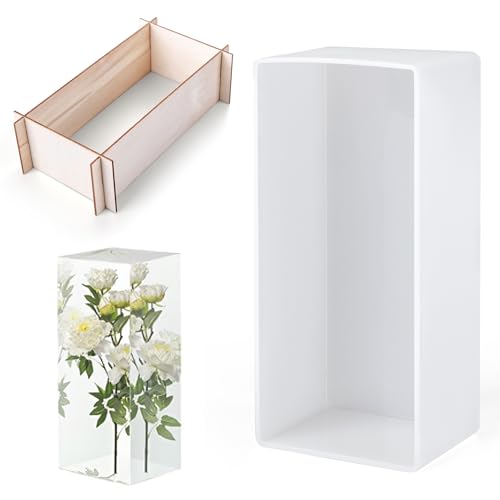 Deep Rectangle Silicone Resin Molds with Wooden Frame Reusable Epoxy Molds for DIY Flower Preservation, Resin Bookends, Home Decor and Art Projects(7.2x3.3x2.3in) - color: 7.2x3.3x2.3in