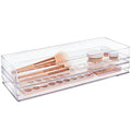 STORi SimpleSort 2-Piece Stackable Clear Drawer Organizer Set | 15" x 6" x 2" Rectangle Trays | Wide Makeup Vanity Storage Bins and Office Desk Drawer Dividers | Made in USA - size: 15x6x2"