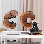 WELLAND Rustic Date Tree Sculpture, Wood Tabletop Sculpture Collectible Decoration for Home Office Decor - size: Small