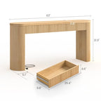 Itaar 63" Fluted Console Table with 2 Drawers, Modern Entryway Table with Storage, Long Sofa Table Behind Couch for Living Room, Hallway, Couch, Foyer, Oak - color: Oak