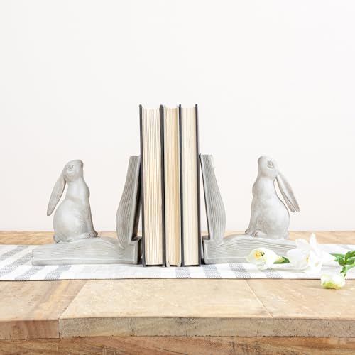 Bunny Rabbit Bookends, Set of 2, White Finish - color: White
