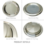 Stainless Steel Round Serving Tray,Metal Decorative Tray,Display Serving Platter for Wine and Glasses,12 Inches - size: 12"