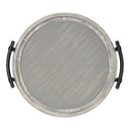 Kate and Laurel Bruillet Farmhouse Round Tray, 15 inch Diameter, Rustic Gray, Wooden Tray for Coffee Table - color: Gray