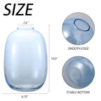 Blue Glass Vase, Large Glass Vase for Flowers, Tall Flower Vases, Modern Round Vases for Living Room, Bedroom, Kitchen, Mantle, Shelf, Wedding, Office, Entryway, 10 Inches - color: Blue