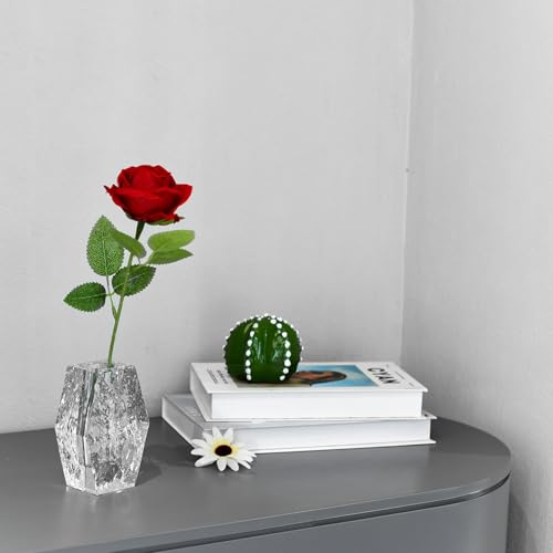 Glacier Series Crystal Vase 4.7-inch High, Modern Crystal Home Office Decor for Living Room Dining Table Centerpieces, Birthday and Wedding - size: Small