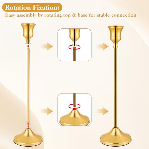 3PCS Candlestick Holders, Taper Candle Holder for Candlesticks, Metal Taper Candle Holders Glaceful Decor Set for Wedding Centerpieces, Christmas, Birthday Party, Holiday Dinning Table Décor