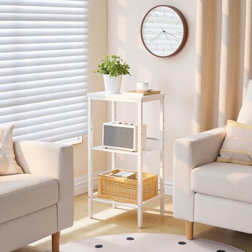 HOOBRO Tall Side Table, 3-Tier Telephone End Table with Adjustable Mesh Shelves, Small Entryway Table with Storage, Small Nightstand for Living Room, Bedroom, Hallway, Office, White WW01DH01G1 - color: White