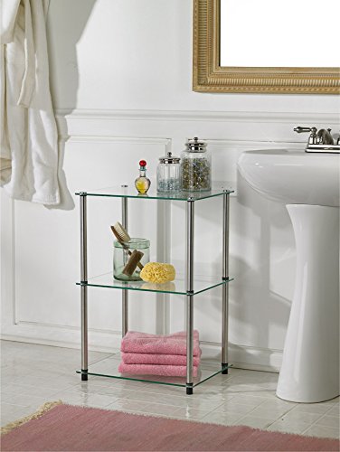 Convenience Concepts Designs2Go Classic Glass Tall 3 Tier End Table, Glass - color: Glass