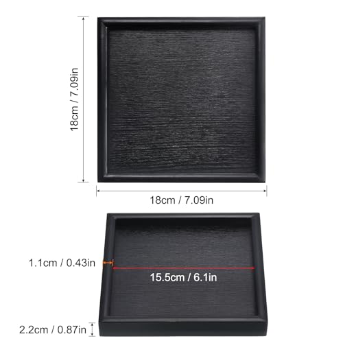PATIKIL Wood Serving Tray 7 Inch, Square Decorative Platter for Home Decor Kitchen Table Candle Holder, Black - size: 7 Inch