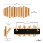 Umbra Picket Coat Rack Wall Mount – 5 Flip-Down Wood Coat Hooks, Modern & Functional Storage, Easy Install Wall Hooks, Natural - color: Natural, size: 5-Hook