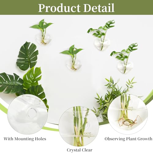 XXXFLOWER Wall Hanging Glass Terrariums，Clear Planters Propagation Station Glass Flower Vase,Air Plant Terrariums for Hydroponic Plants,Home Office Decor,Gifts,Heart-Shaped Set of 4 - size: 4 Love Wall Hanging