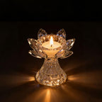 1 PC Silver Crystal Flower Tea Light Holder, Glass Lotus Tealight Candlestick, Votive Candle for Table Centerpiece, Wedding Party Decor, Nice Gift