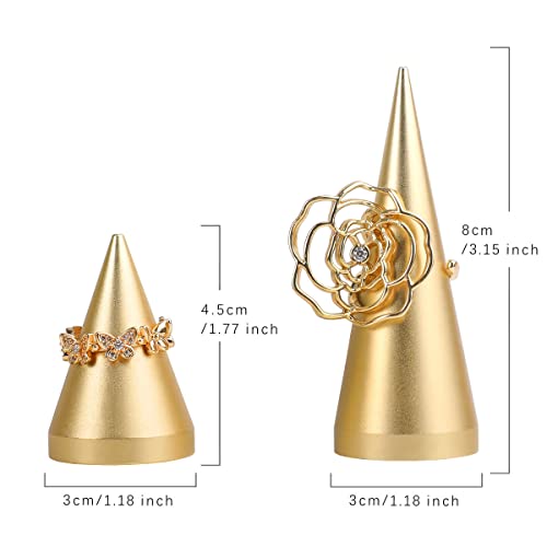 GemeShou 2pcs Gold Ring Display - Wedding Ring Holder for Nightstand, Height 2" and 3.1" - color: Gold