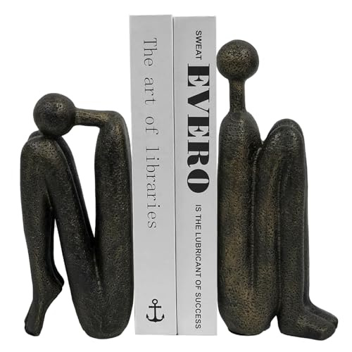 Thinker Decorative Bookends for Shelves, 1 Pair Heavy-Duty Book Ends Holder, Resin Book Stopper for Office Home Living Room Decor - color: Thinker-a