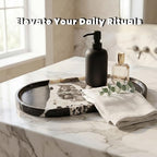 11.8 x 5.9 Inch Oval Black and White Natural Marble Tray for Bathroom Vanity, Solid Stone Perfume Organizer and Decorative Kitchen Countertop Trays