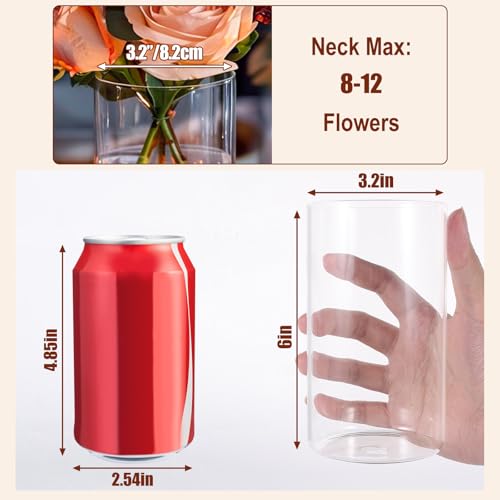 UPBUD 6 Inch Glass Cylinder Vases for Centerpieces | 12Pcs Clear Small Flower Vase for Wedding Decorations, Floating Candle Vases in Bulk, Hurricane Candle Holders for Table, Home Décor - color: 6 Inch
