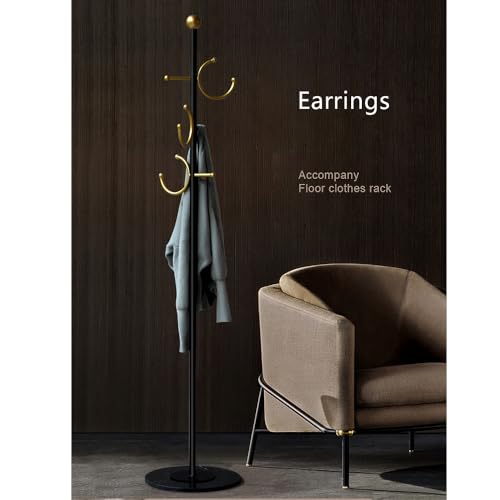 BUZUYE Modern Coat rack with marble base,Coat rack freestanding heavy duty with gold hooks,Entryway coat rack stand Coat Tree freestanding coat hanger stand for Hanging Clothes, Hats, Bags - style: Earring hook