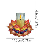 DIY Diamond Art Painting Candlestick Holders 5.71in Mandala Flower Shape Desk Candle Tray Tabletop Ornaments for Wedding Ramadan Party Home Table Centerpiece-Mandala12 - color: Mandala12