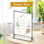 8.5x11 Picture Frame Black Acrylic Sign Holder Double-Sided Display Stand for Wedding Signs Table Numbers Menu Holders， Pack of 3