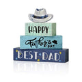 Smile Happy Father's Day Wooden Table Decor Best Dad & Cowboy Hat Desktop Signs Tabletop Decorations for Home Office Shelf - Gift for Dad, Husband, Grandpa - style: Father