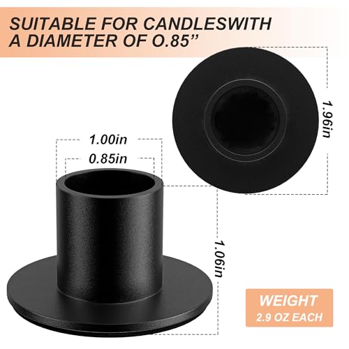 2 Pcs Black Candle Holder - Elegant Taper Candle Holders, Classic Candlestick Holders for Table Centerpiece, Festive Christmas Mantel Display or Sophisticated Home Decor - color: Black