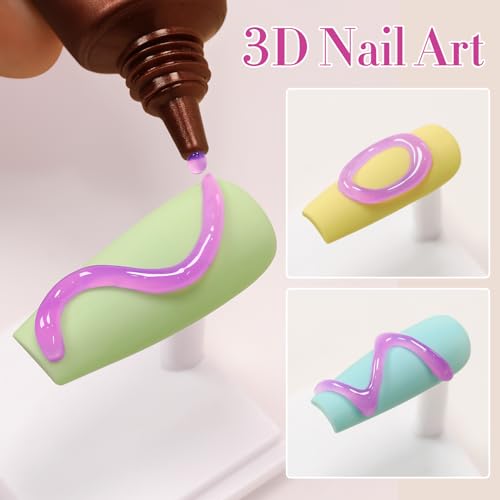 Double Rhythm 0.5 Oz 3D Nail Gel Nail Art Sculpting Polish No Wipe for Nail Designs DIY Nail Art for Drawing, Molding and Decoration (3D Sculpting Gel Purple) - color: Purple