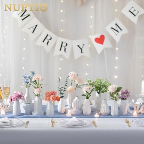 White Ceramic Vase for Table Decor: NUPTIO Small Bud Vases for Flowers - Set of 12 Centerpiece Table Decorations for Wedding Dining Room Christmas Home