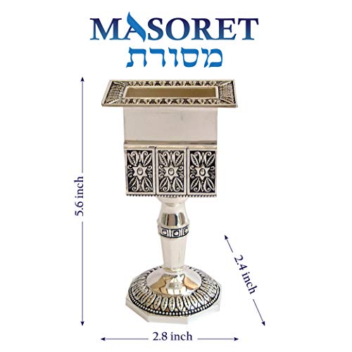 Nickel Havdalah Candle Holder 5.6 Inches Octagon Havdalah Candle Holder, Elegant Jewish Hanukkah Candleholder Stand - color: Octagon Havdalah 1