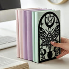 Peacoblue Metal Bookends for Shelves, Modern Decorative Heavy Duty Study Book Ends Stoppers for Office, Desk, Shelf, Room 5.3"x4.3"x7.9" Cast Iron Simple Tall Bookends 1 Pair (Death Moth) - style: Death Moth