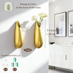 Sculptural Wall Ceramic Vase — 2 Pack Gold Hanging Sconce Vase | Turn Flowers into Art — Decorative Ceramic Wall Sconce for Single Stem Displays - size: 2pcs-Medium
