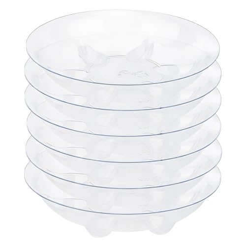 6 Pack Heavy Duty Clear Plastic Plant Saucer Sturdy Pot Tray,Plant Water Catcher Clear Thick Plastic Heavy Duty Plant Sturdy Saucer Drip Trays for pots (6 INCH) - size: 6 INCH