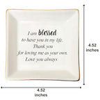 Jewelry Dish Tray Ceramic Trinket Dish I Am Blessed To Have You In My Life,Thank You For Loving Me As You Own Bonus Mom Gifts Step Mom Birthday Gifts Step Daughter Gifts - style: Thank you for loving me as your own.