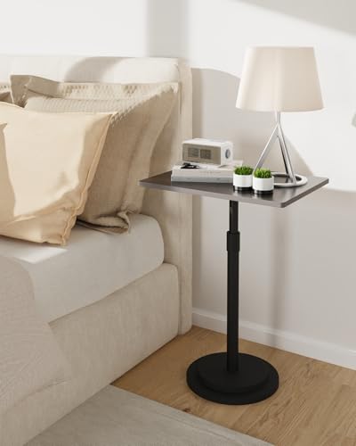 Small Side Table, Height Adjustable Nightstand, Square Indoor Metal Plant Stand, for Living Room, Bedroom, Office, Bathroom, 1 Pack, Dark Brown, GBZ001RZ-1 - color: Dark Brown, size: Rectangle