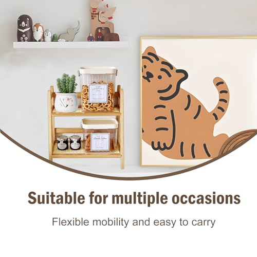 Risers Display Stands ,Tiered Tray Stand Wooden Perfume Organizer Cologne Display Shelf 2 Tier Small Fragrance Stand Skincare, Spice Shelf Matcha Station