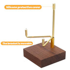 Sibba Adjustable Metal Arms Display Stand with Walnut Base Small Display Easel Holder Crystal Displays Stand Home Décor Accents Rack for Geodes Fossils Rocks Small Plates Photos (3.15x1.97x0.59 in)